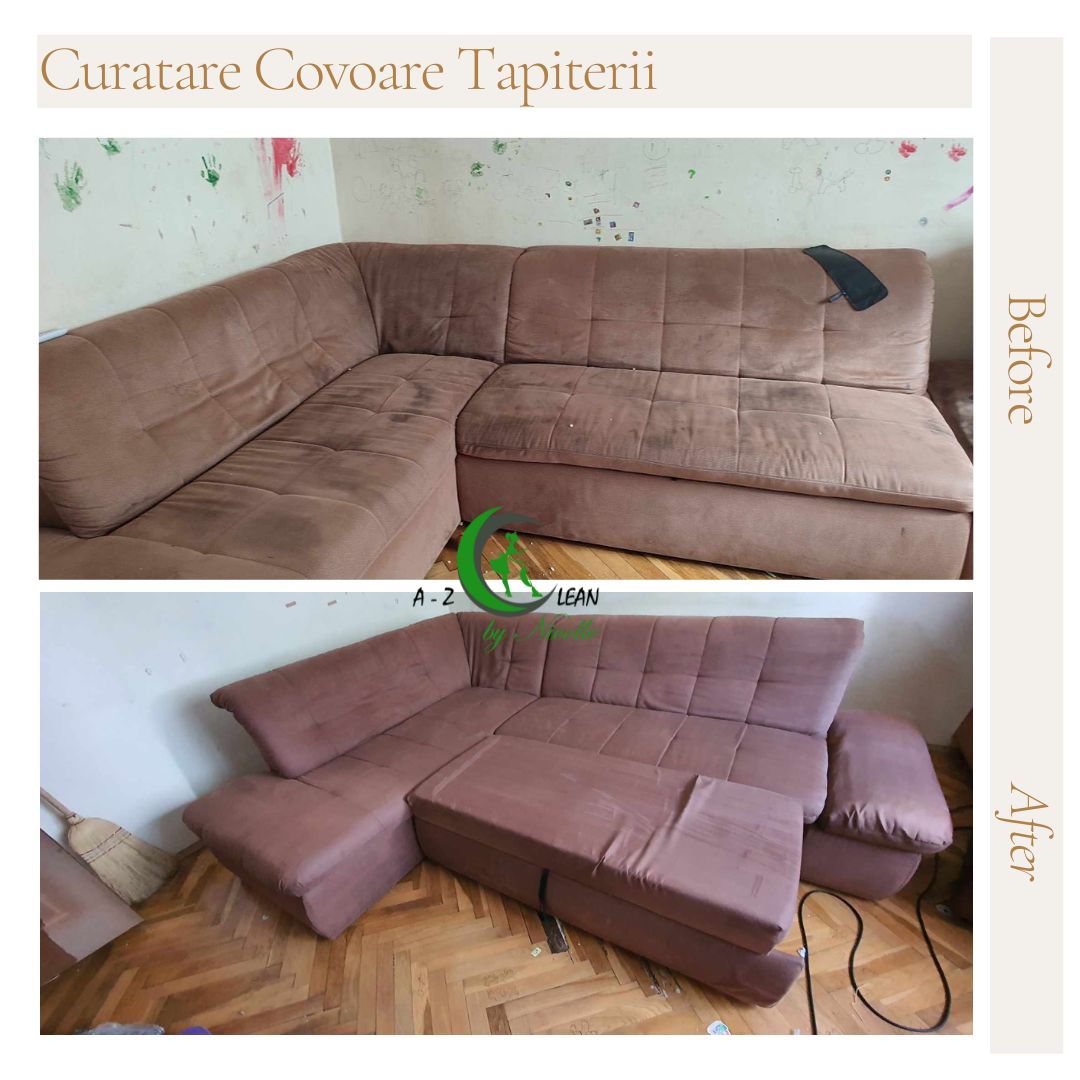 Canapea maro - Curățare profesională colțar mare